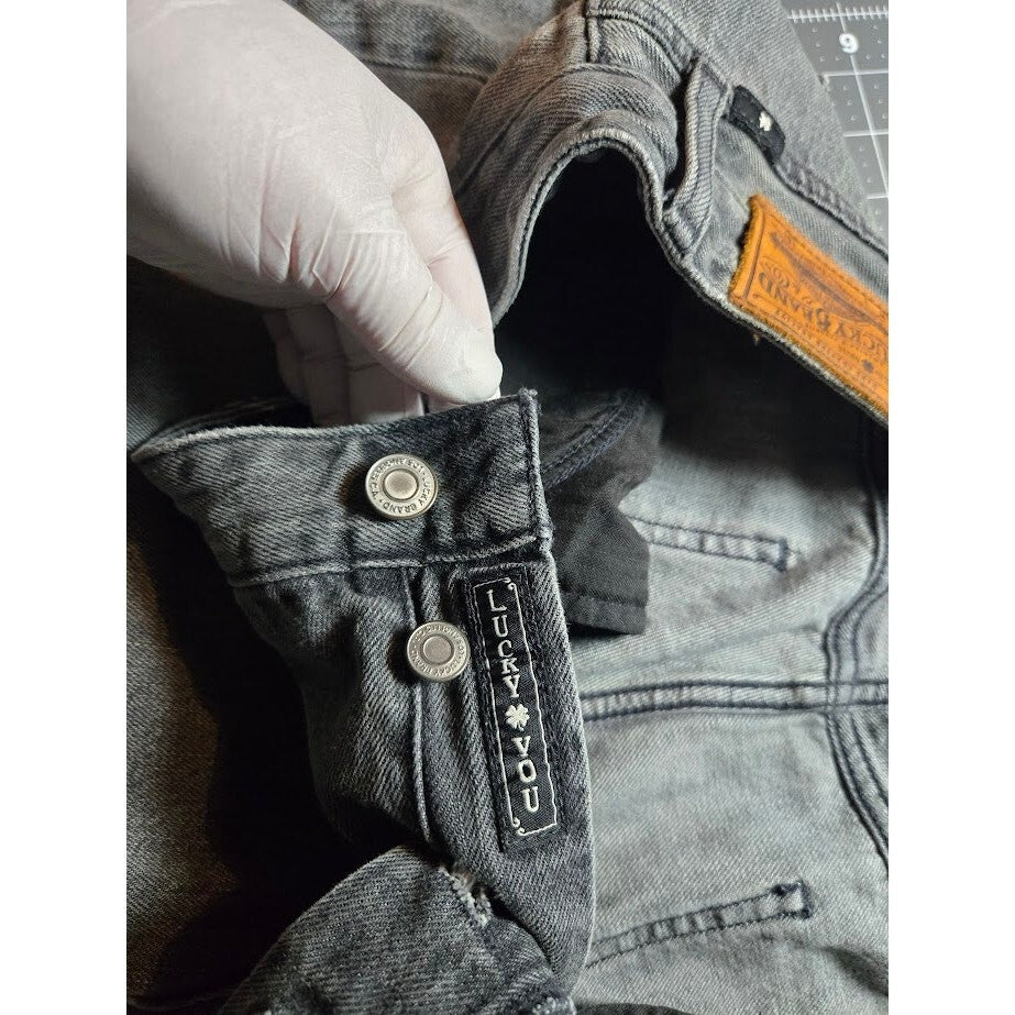 Lucky Brand Black Distressed Denim  Jeans Size 16/33 Ripped Distressed Faded
