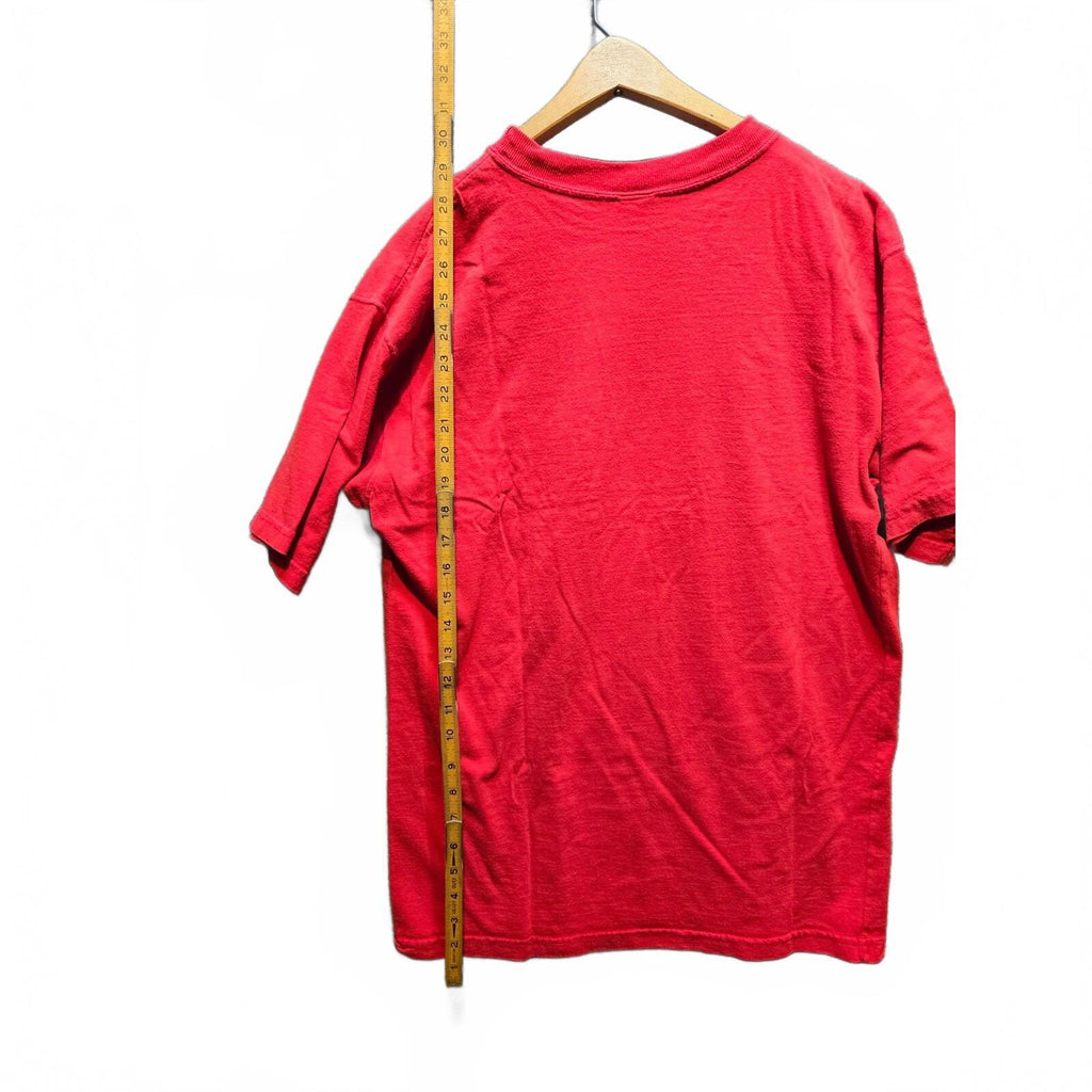 Vintage Calvin Klein Men's Red Pocket T-Shirt Crewneck Hem Logo Xl