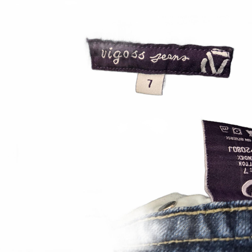 VIGOSS Straight Jeans Blue Denim Medium Wash Button 5-Pocket Women