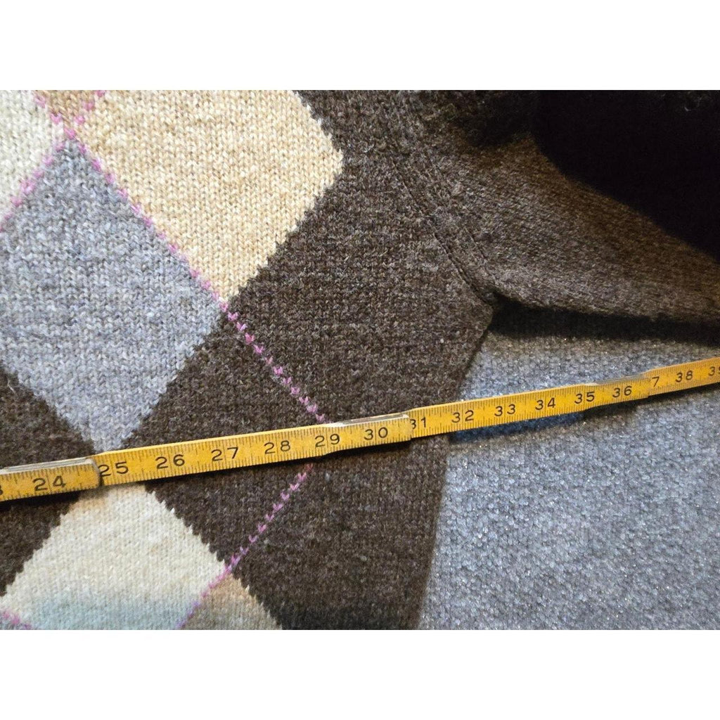 Braemar & Archie Brown Shetland Wool Argyle Sweater Brown Men's XL Very Good