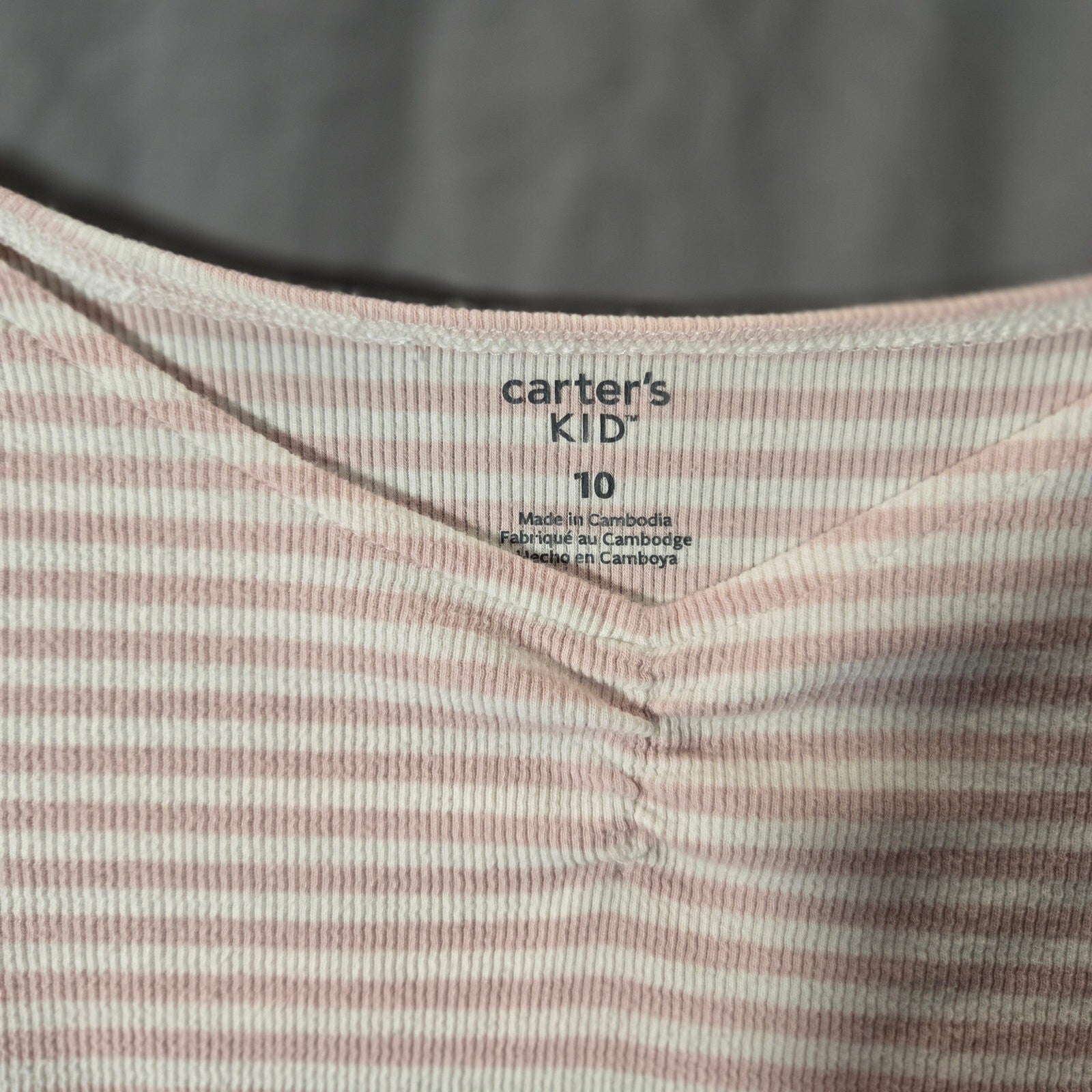 Carter's Girls' Pink Striped Long Sleeve Top Size 10