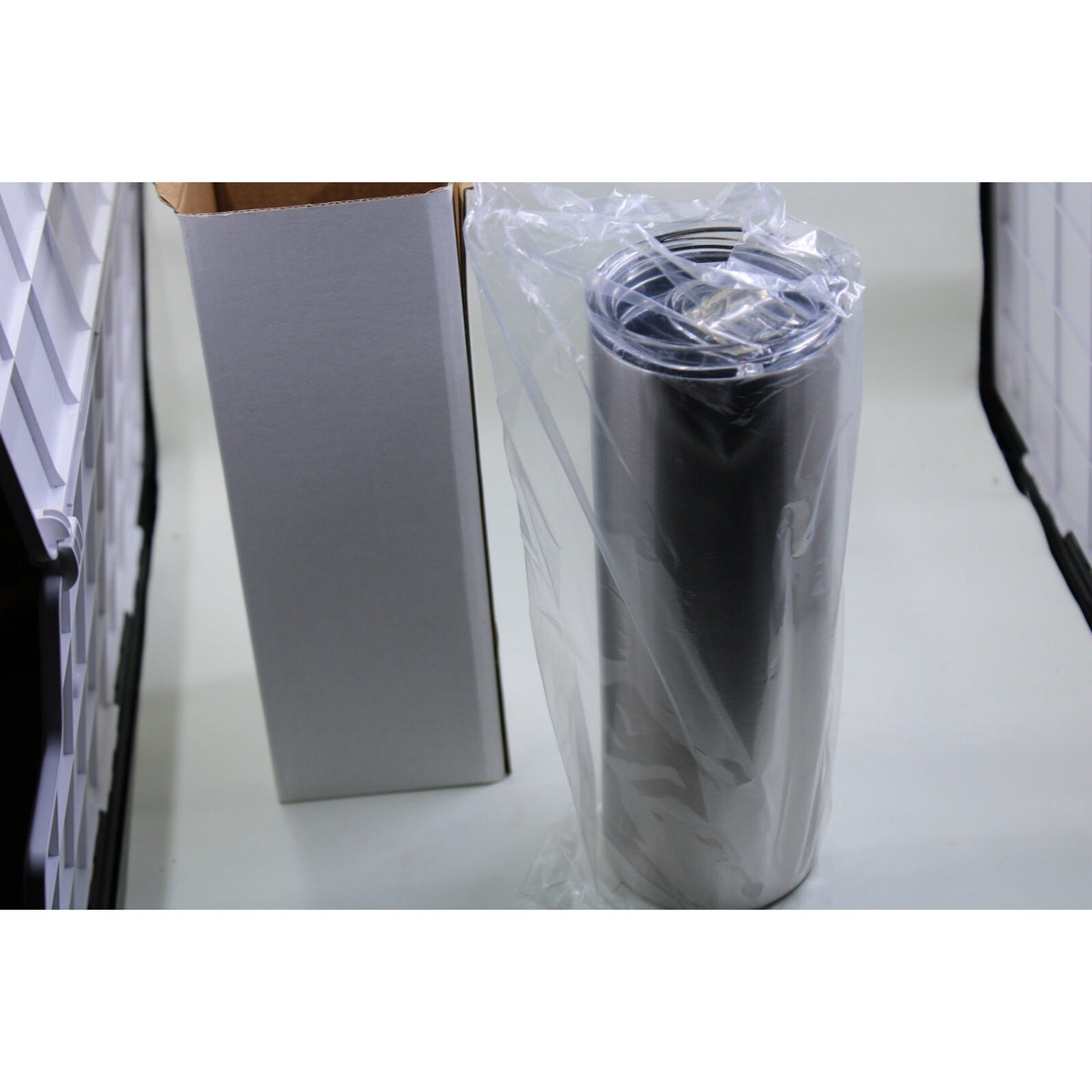 20oz Stainless Steel Straight Skinny Tumbler - Double Wall Insulated, Silver, Un