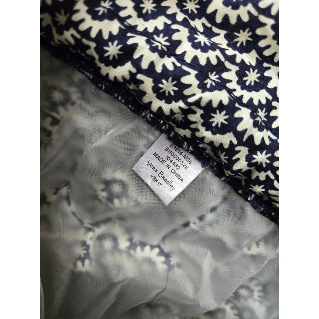 Vera Bradley Quilted Cotton Drawstring Cinch Backsack Backpack – Blue & White