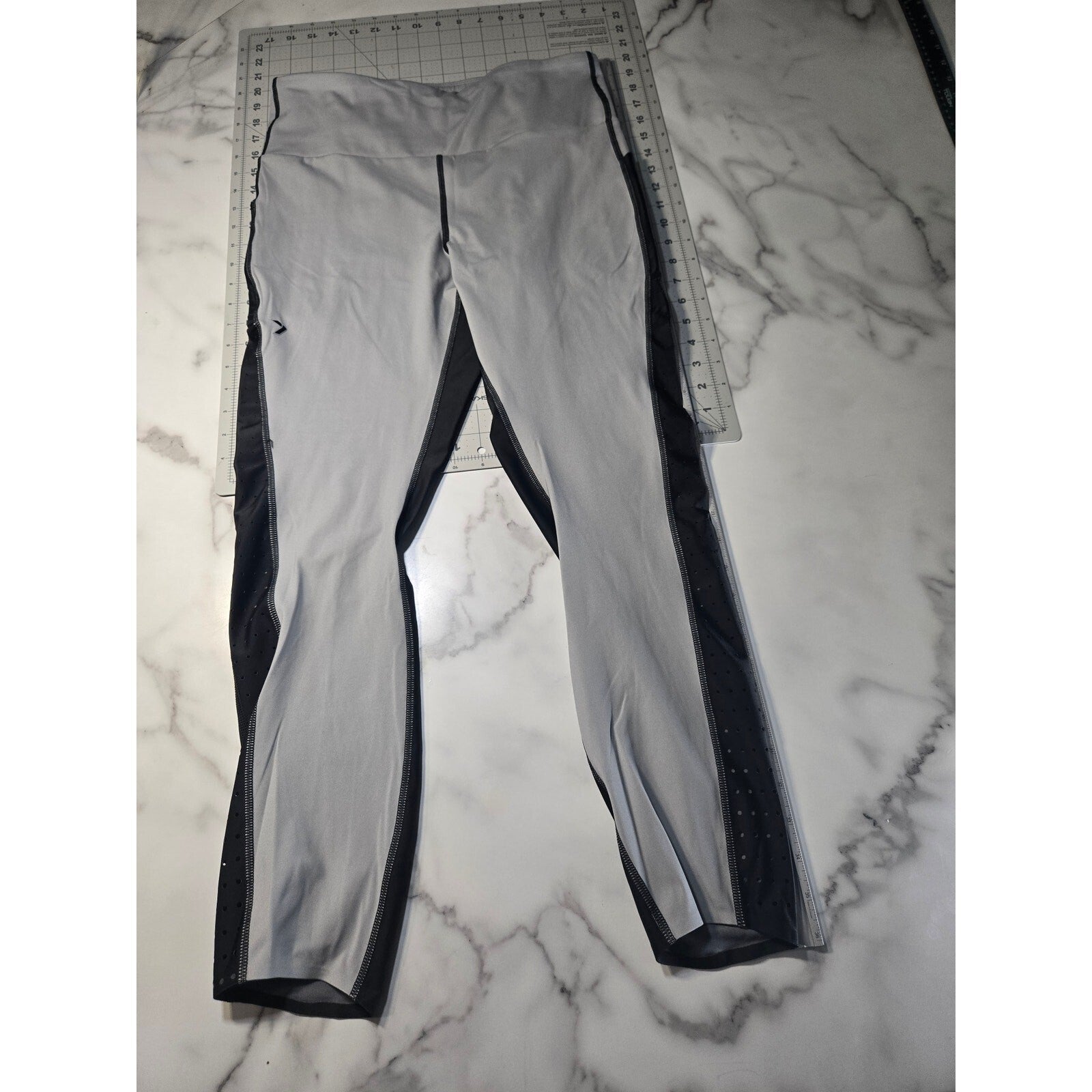 iFit Womens Gray Black ColorBlock HIGH-Waist Athletic Leggings Size XL