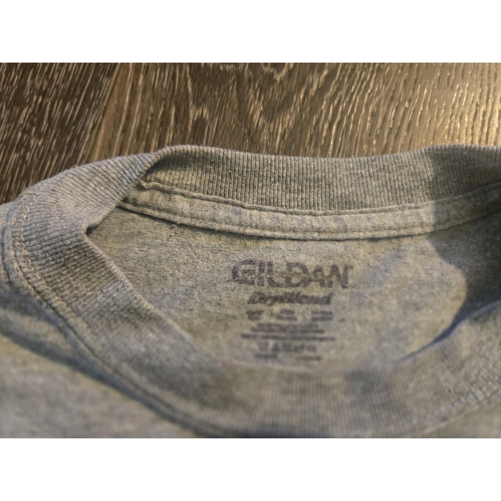 Gildan Men's Gray Short Sleeve T-Shirt with American Flag and Firefighter Design