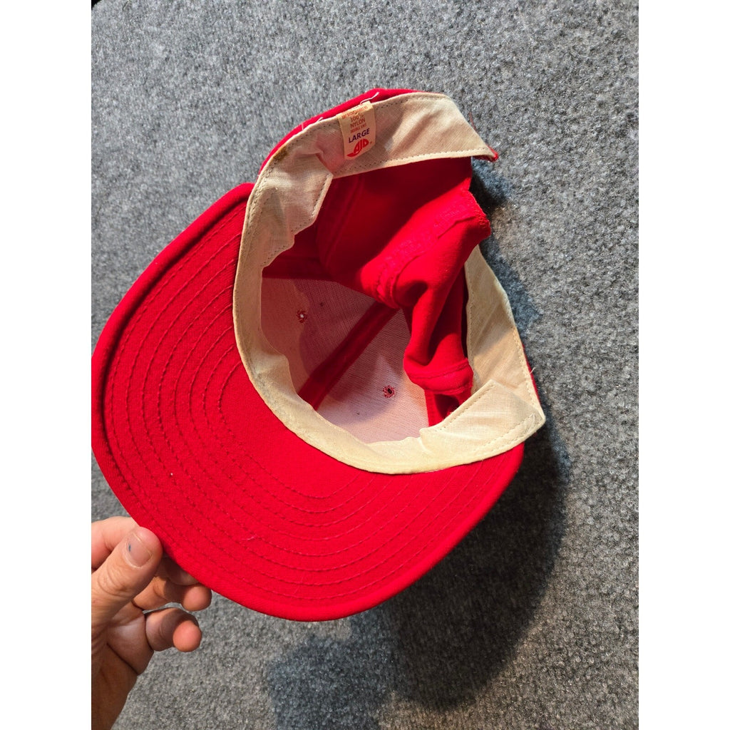 Vintage 1980s AJD Cincinnati Reds Red Mesh Trucker Hat Snapback Large