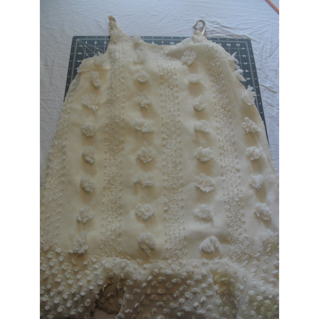 &merci Women Sheath Dress Ivory Chenille Texture Jewel Neck Mini Size small