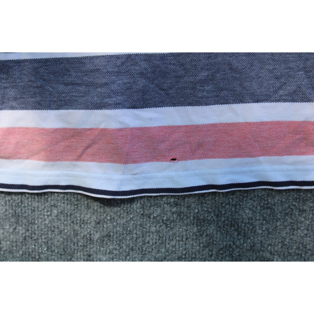 IZOD Men's 2XL Polo Shirt Red Blue White Striped Pique Knit Short Sleeve
