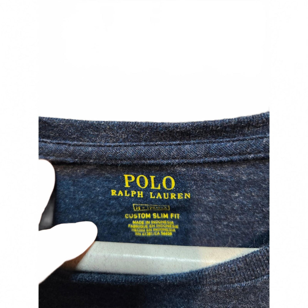 Polo Ralph Lauren Men's Long Sleeve T-Shirt Heather Navy Blue Crew Neck M