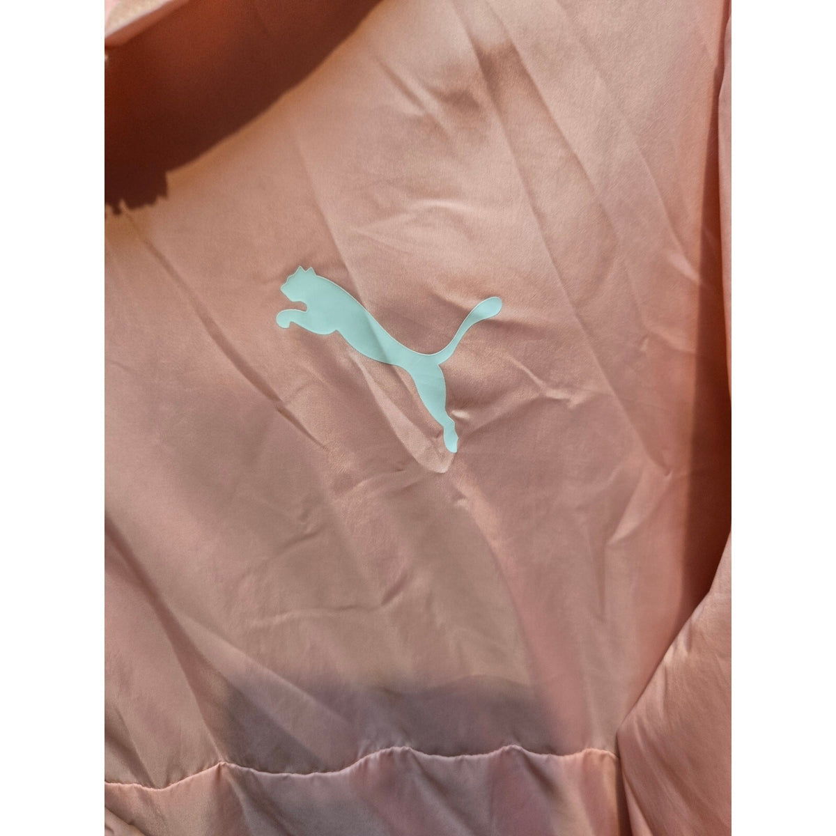 Puma Women's Lightweight Peach Coral Windbreaker Jacket with Hood, Size Large