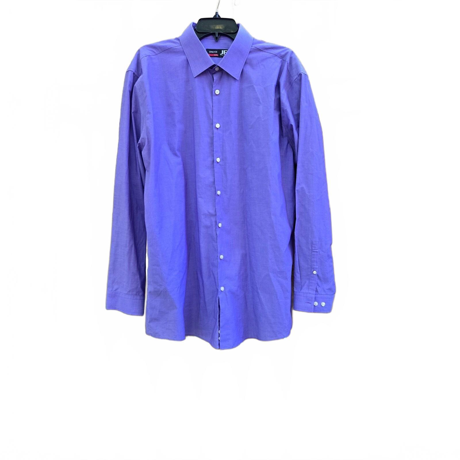 JF-J Ferra Men's XL Purple Slim Fit Dress Shirt - Long Sleeve, Stretch Fabric