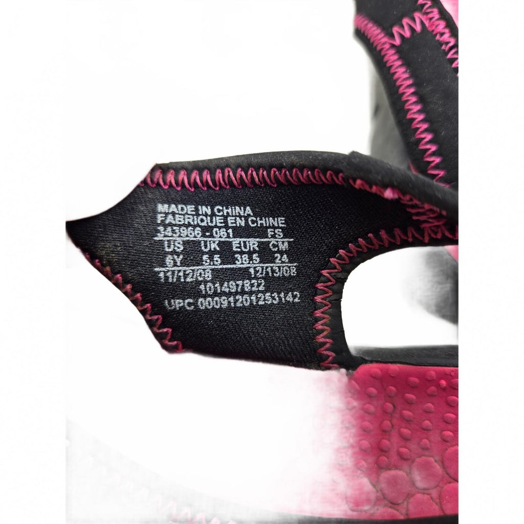 Nike Ultra Comfort Black Hot Pink Strappy Athletic Sandals Women's Size 6Y