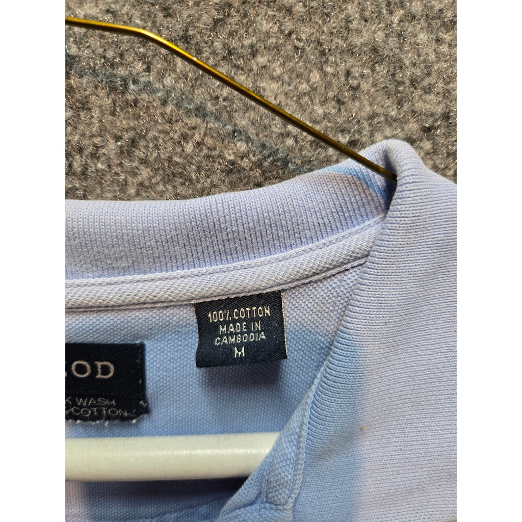 Izod Mens M Light Blue Silk Wash Short Sleeve Polo Solid Casual Sportswear
