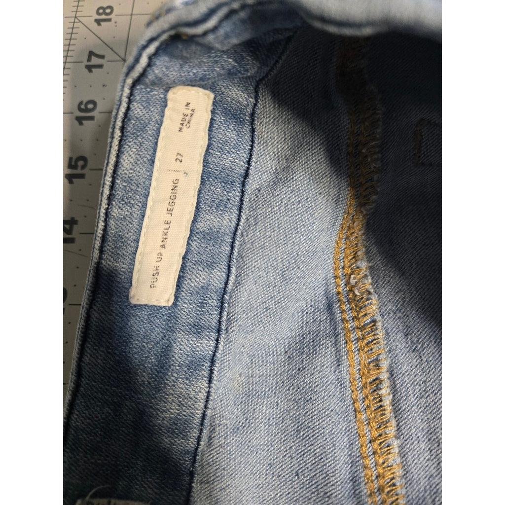 Pacsun Push Up Ankle Jeggings Blue Distressed Denim Jeans Size 29
