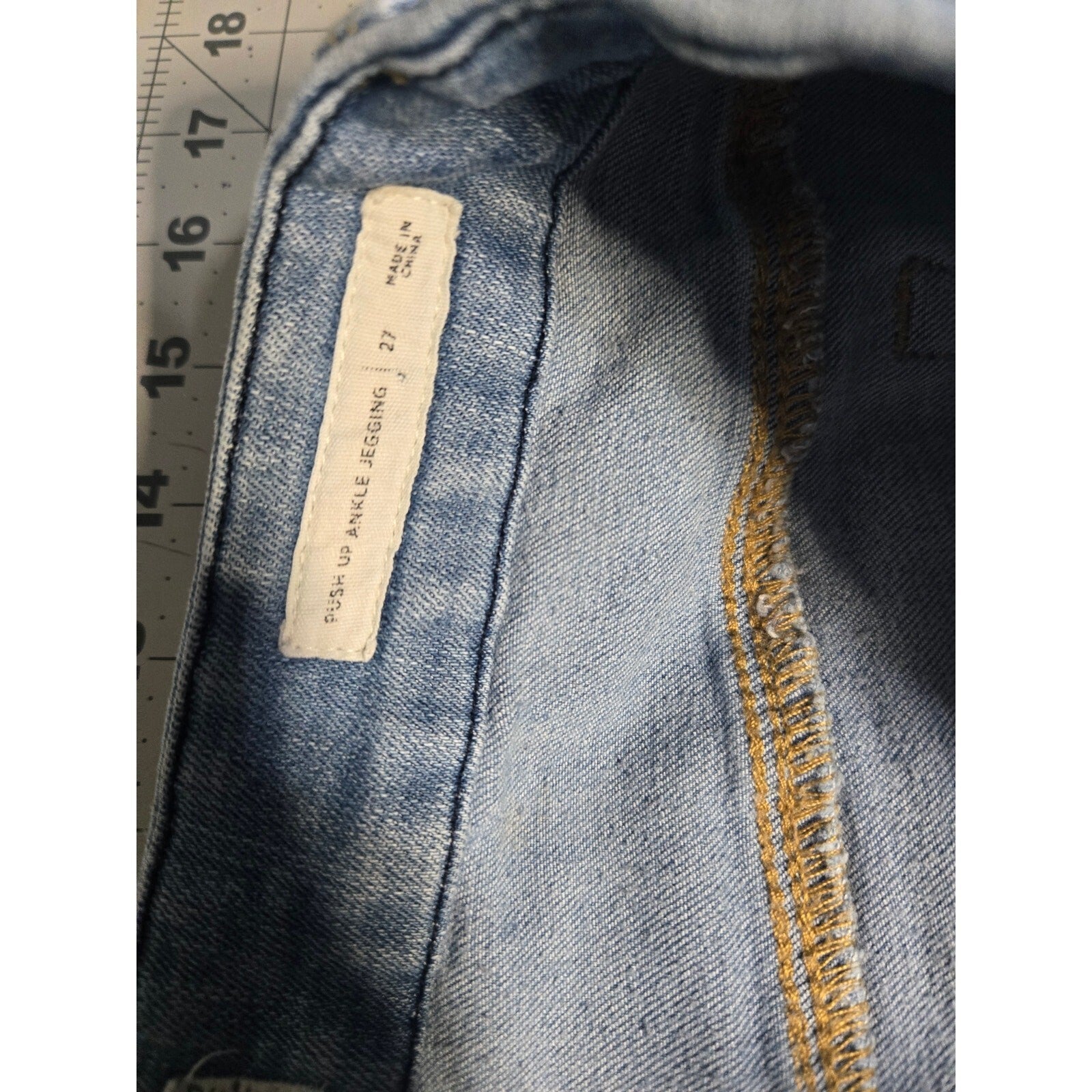 Pacsun Push Up Ankle Jeggings Blue Distressed Denim Jeans Size 29