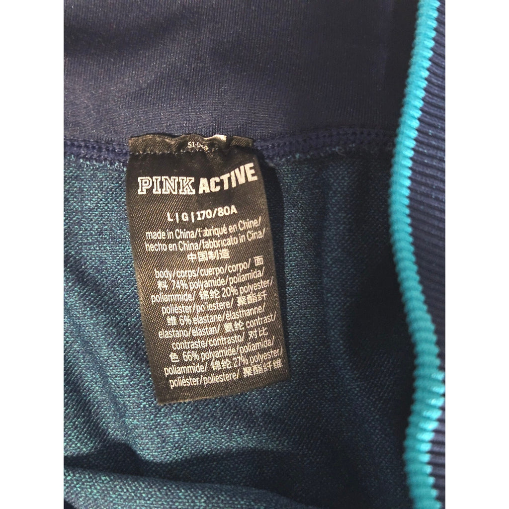 Victorias Secret Pink Active Seamless Leggings Navy Blue Teal Contour Large