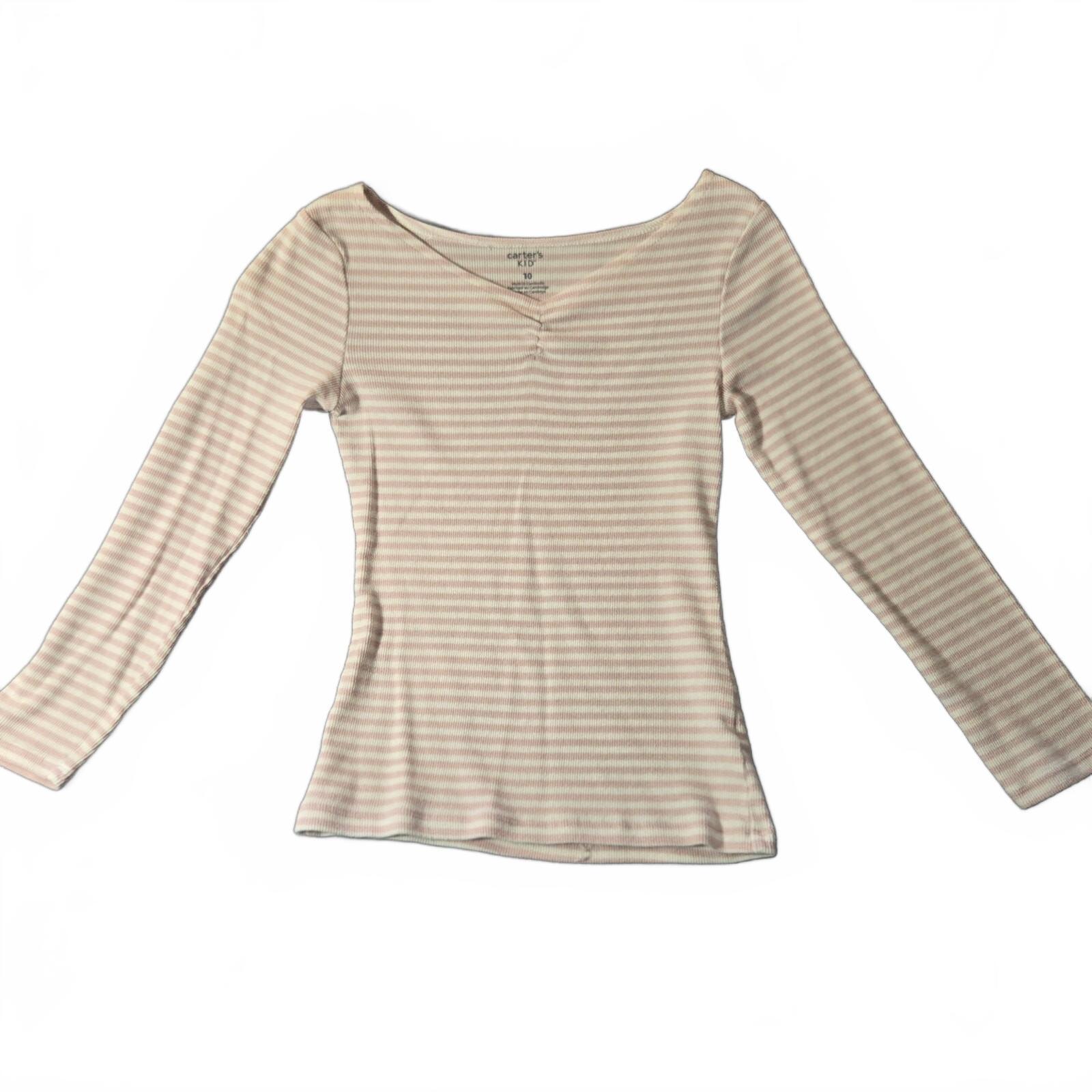 Carter's Girls' Pink Striped Long Sleeve Top Size 10
