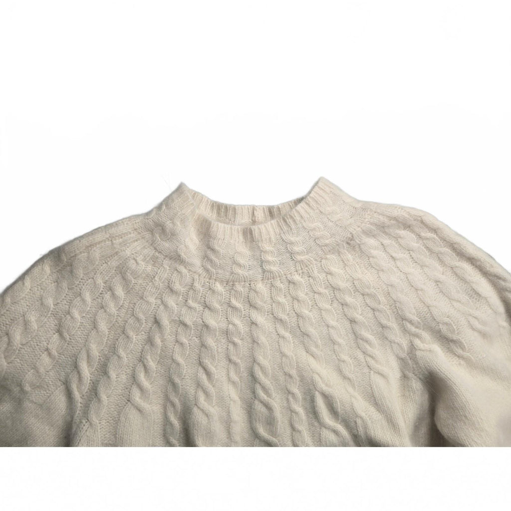 Jeanne Pierre Ivory Cable Knit Cotton Sweater, Size Large, Very Good Condition