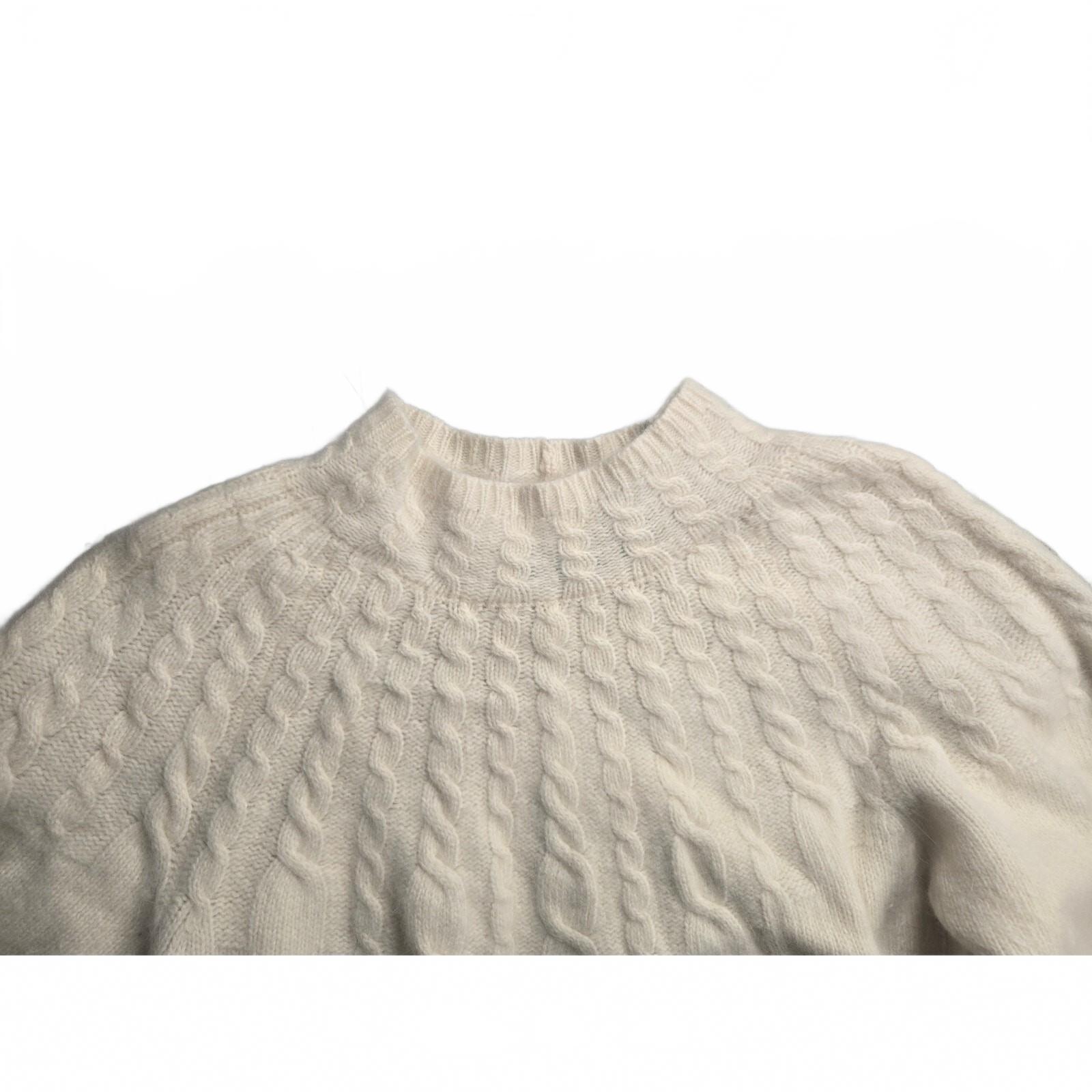 Jeanne Pierre Ivory Cable Knit Cotton Sweater, Size Large, Very Good Condition
