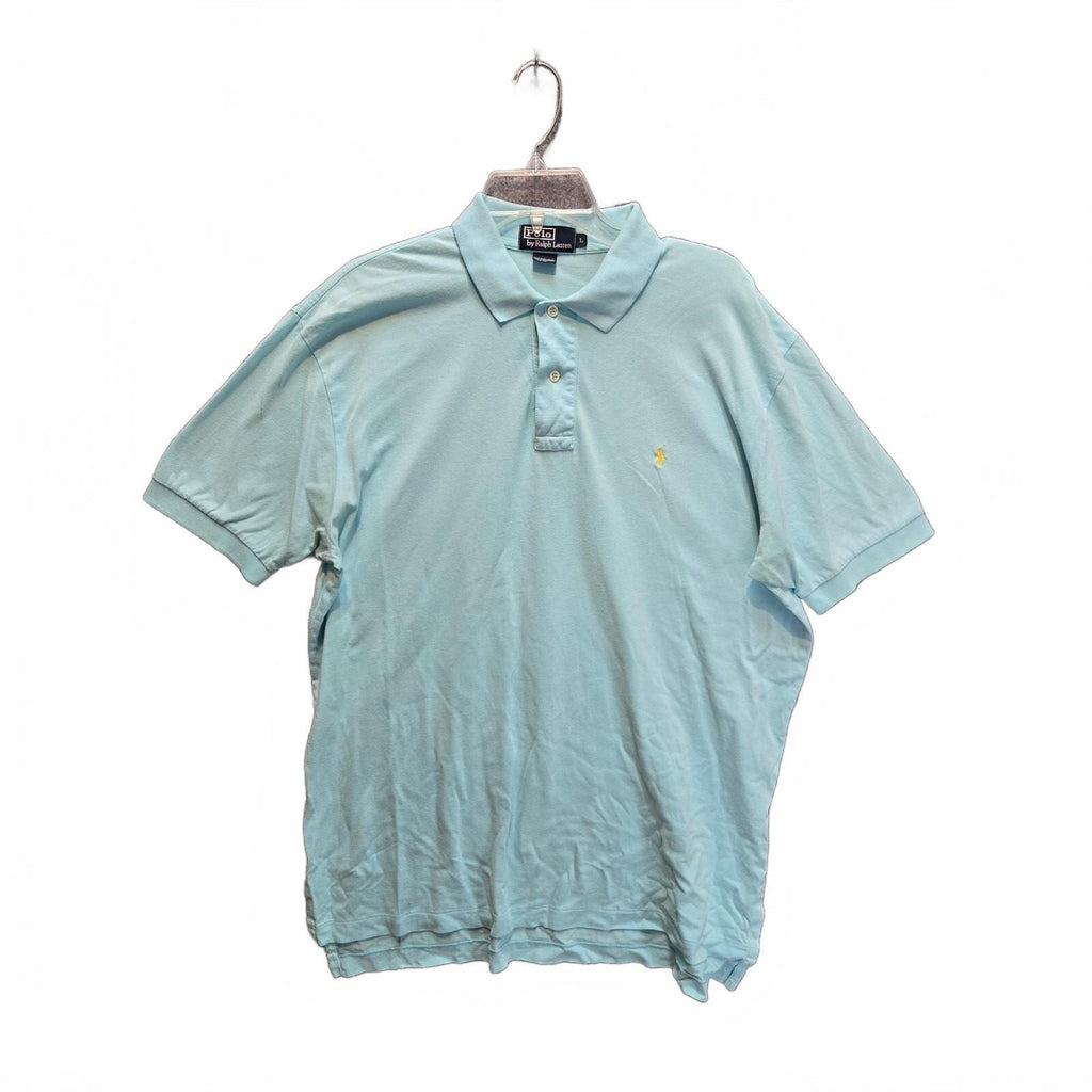 Polo by Ralph Lauren Men's Size L Light Blue Pique Short Sleeve Polo Yellow Pony