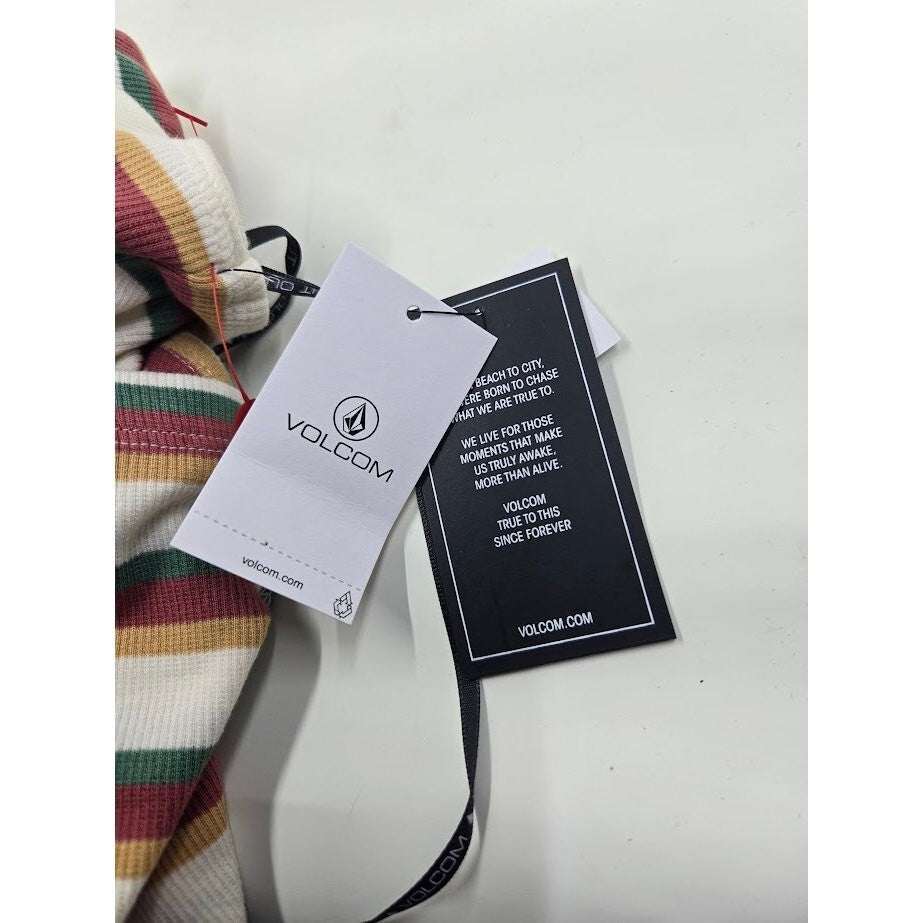Volcom Stone Stripe Cutout Tie-Front Midi Dress Size Small Multi Color NWT