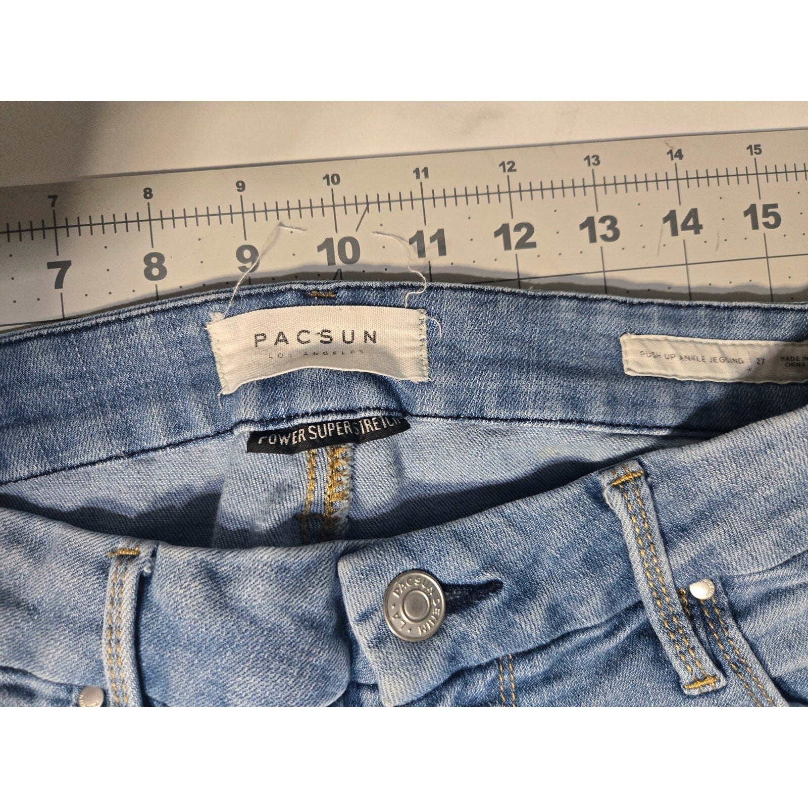 Pacsun Push Up Ankle Jeggings Blue Distressed Denim Jeans Size 29