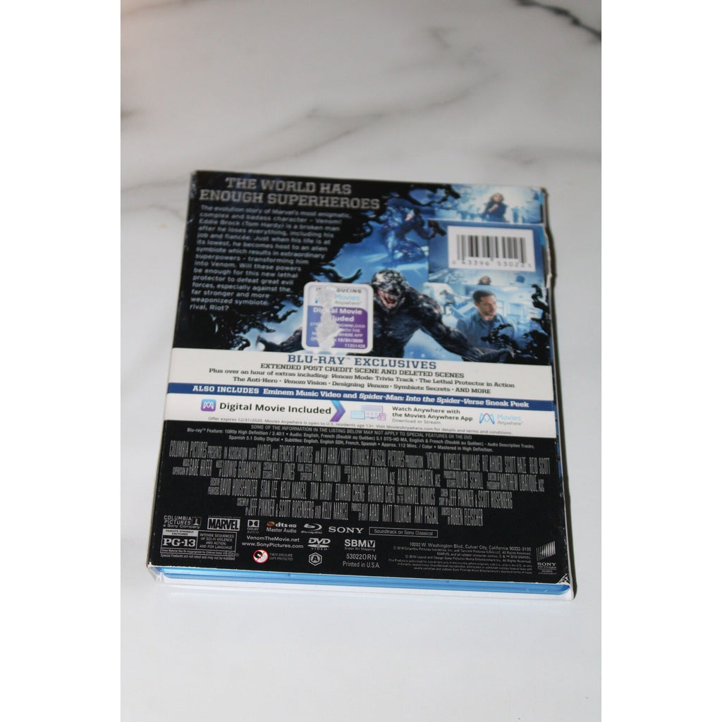 Venom Blu-ray + DVD + Digital, 2018 + Slipcover
