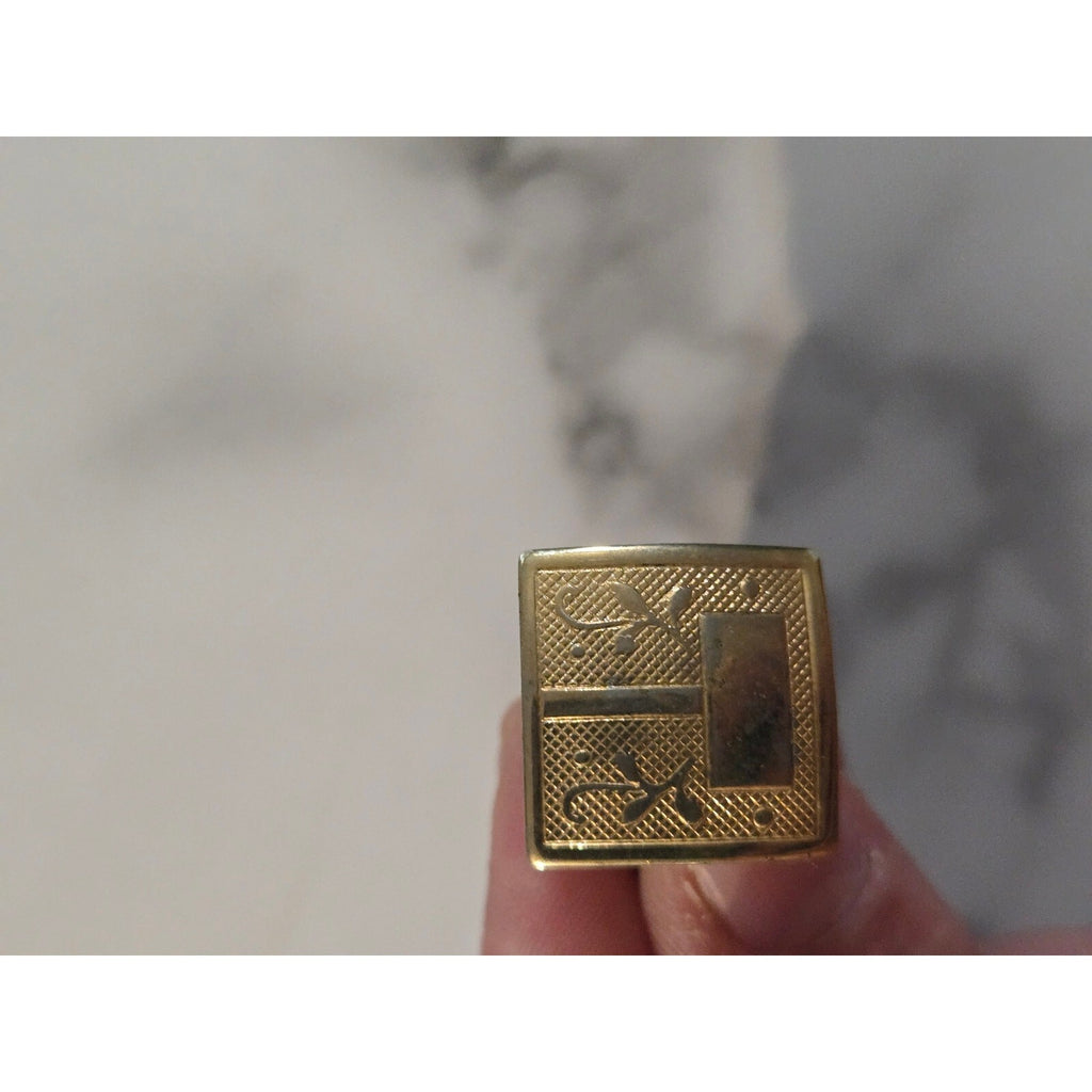 Vintage Mid-Century Brushed Gold Tone Cufflinks and Tie Clip Set