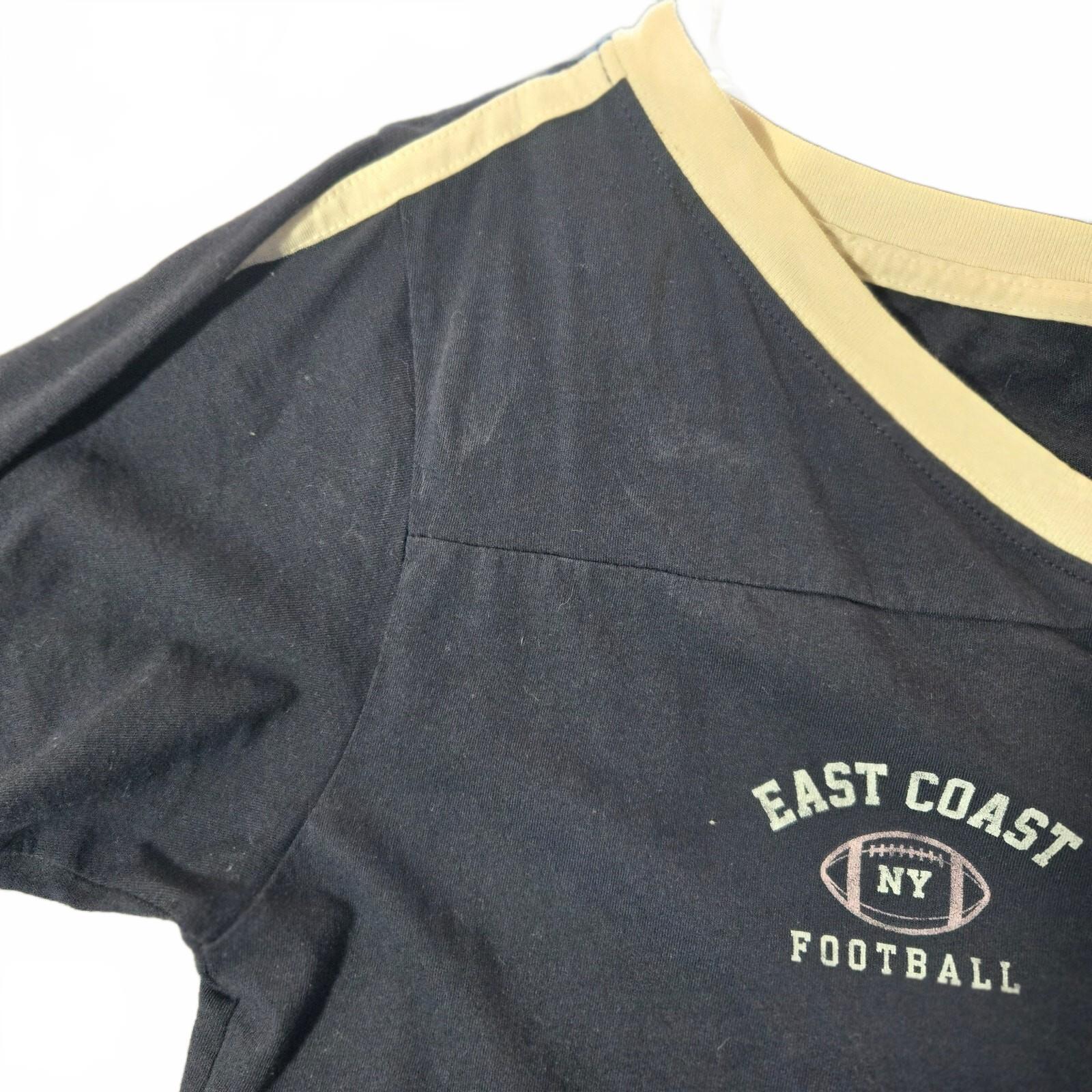 Hollister Women's Blue Cropped Football Number 26 T-Shirt Size S