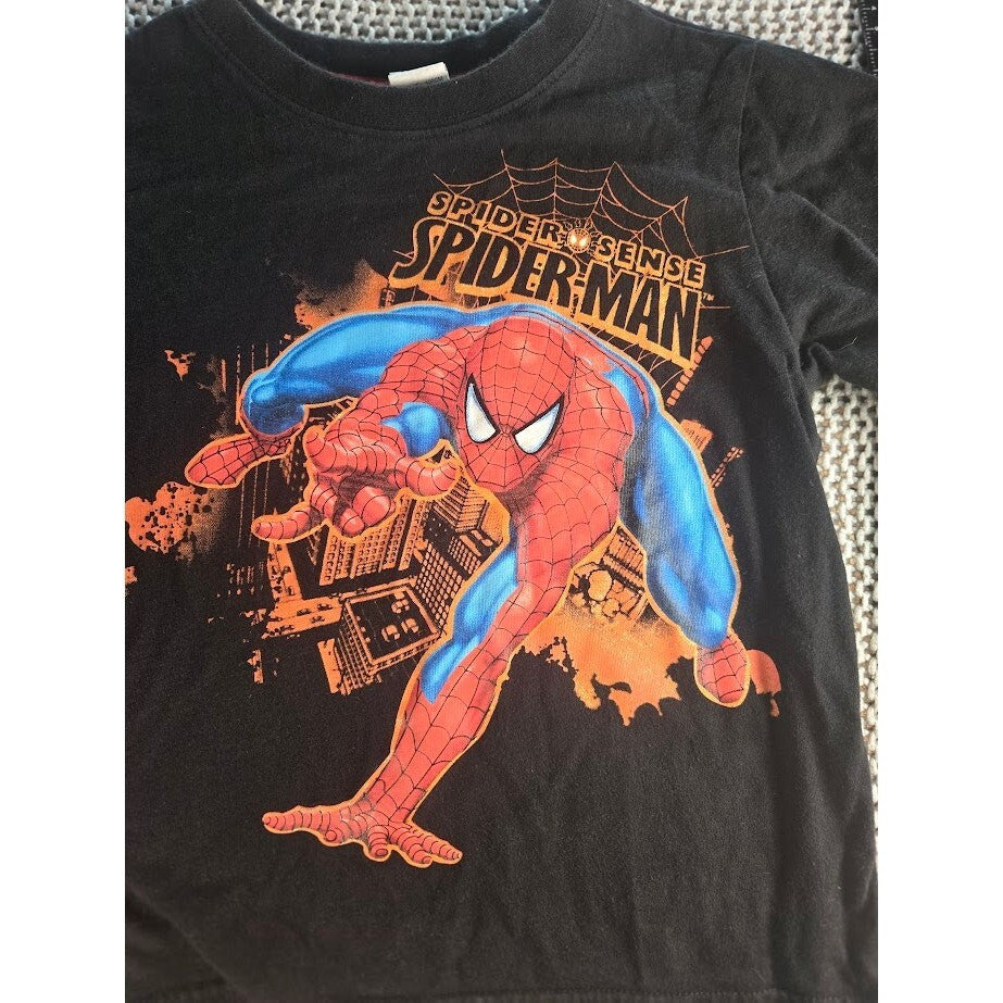 Vintage Youth Spider Sense Spiderman Black Shirt Size 6