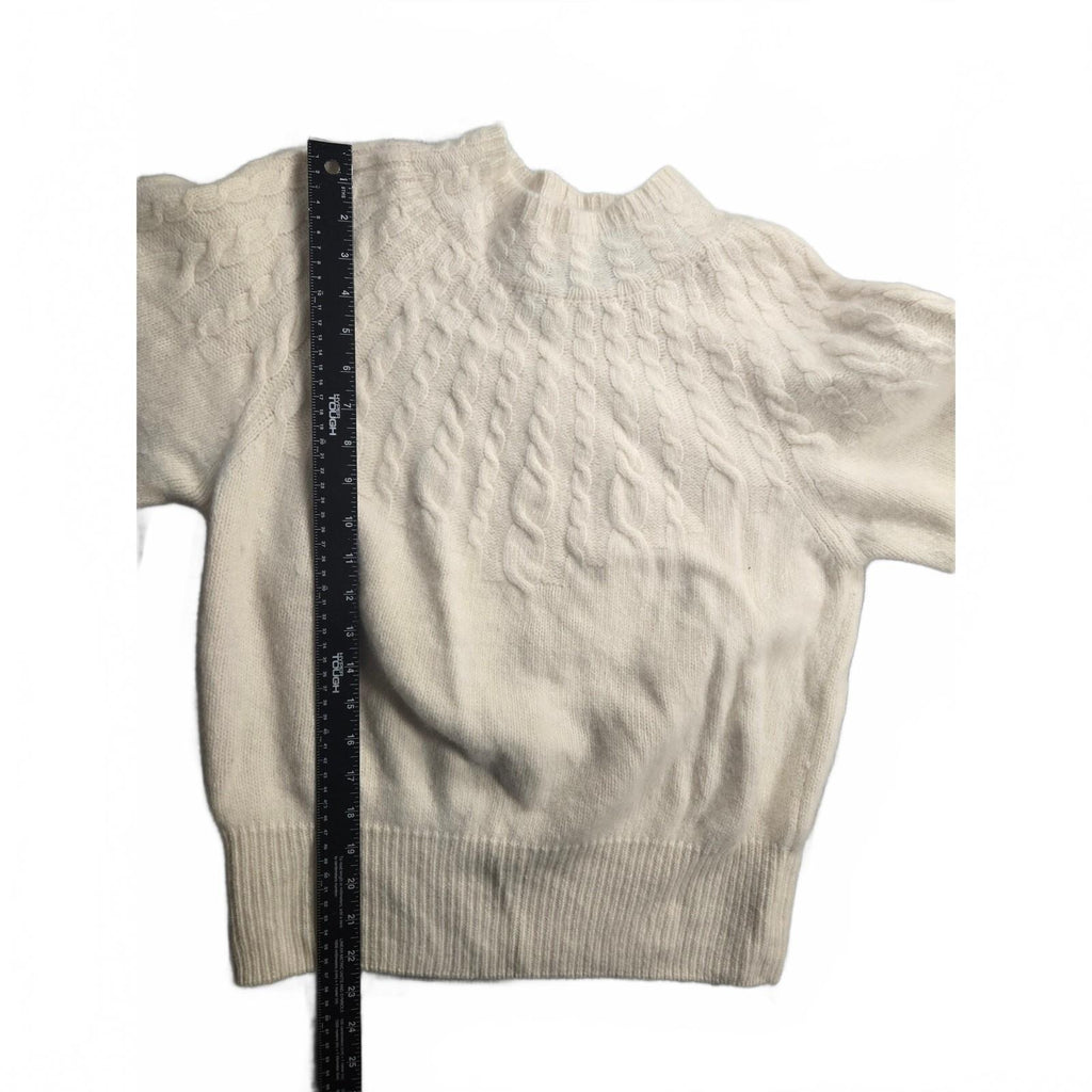 Jeanne Pierre Ivory Cable Knit Cotton Sweater, Size Large, Very Good Condition