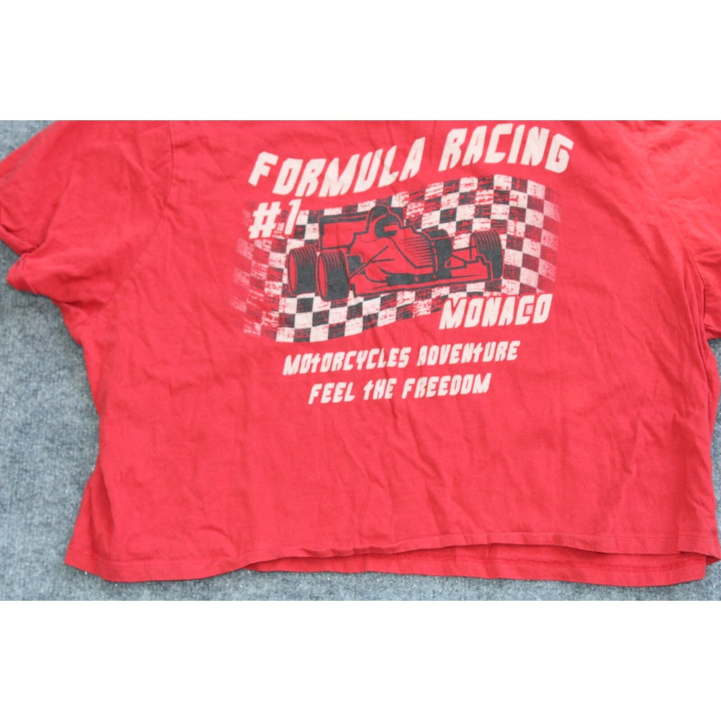 Red Formula Racing Crop Top T-shirt Size Large