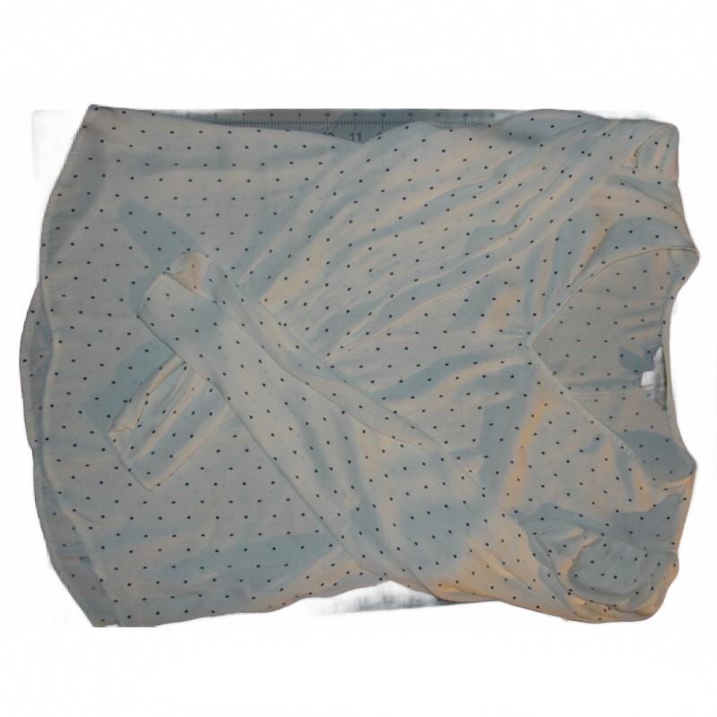 Banana Republic white blouse with a navy blue polka dot pattern.size small