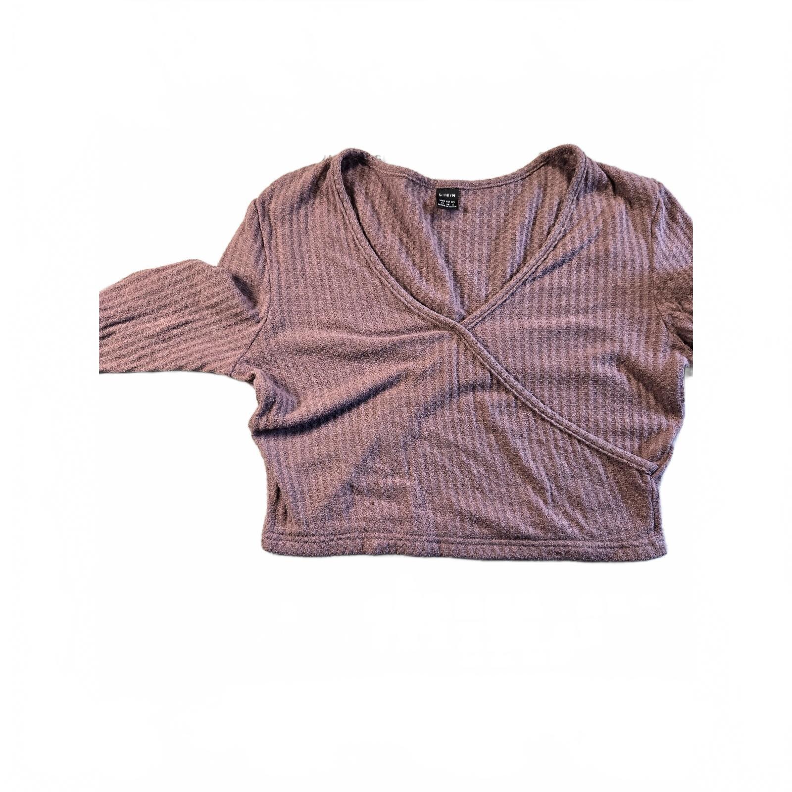 SHEIN Maroon Long Sleeve Cropped Knit Top Size M