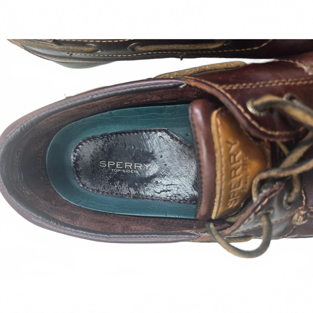 Sperry Men’s Brown Leather Boat Shoes Size 8.5 Wide Classic Moccasin Style