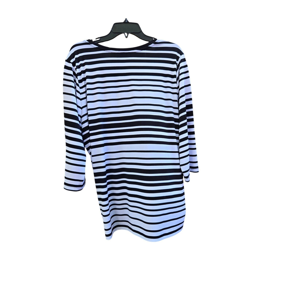 Christopher & Banks Women's Black & White Stripe Scoop Neck Top with Asymmetry1x
