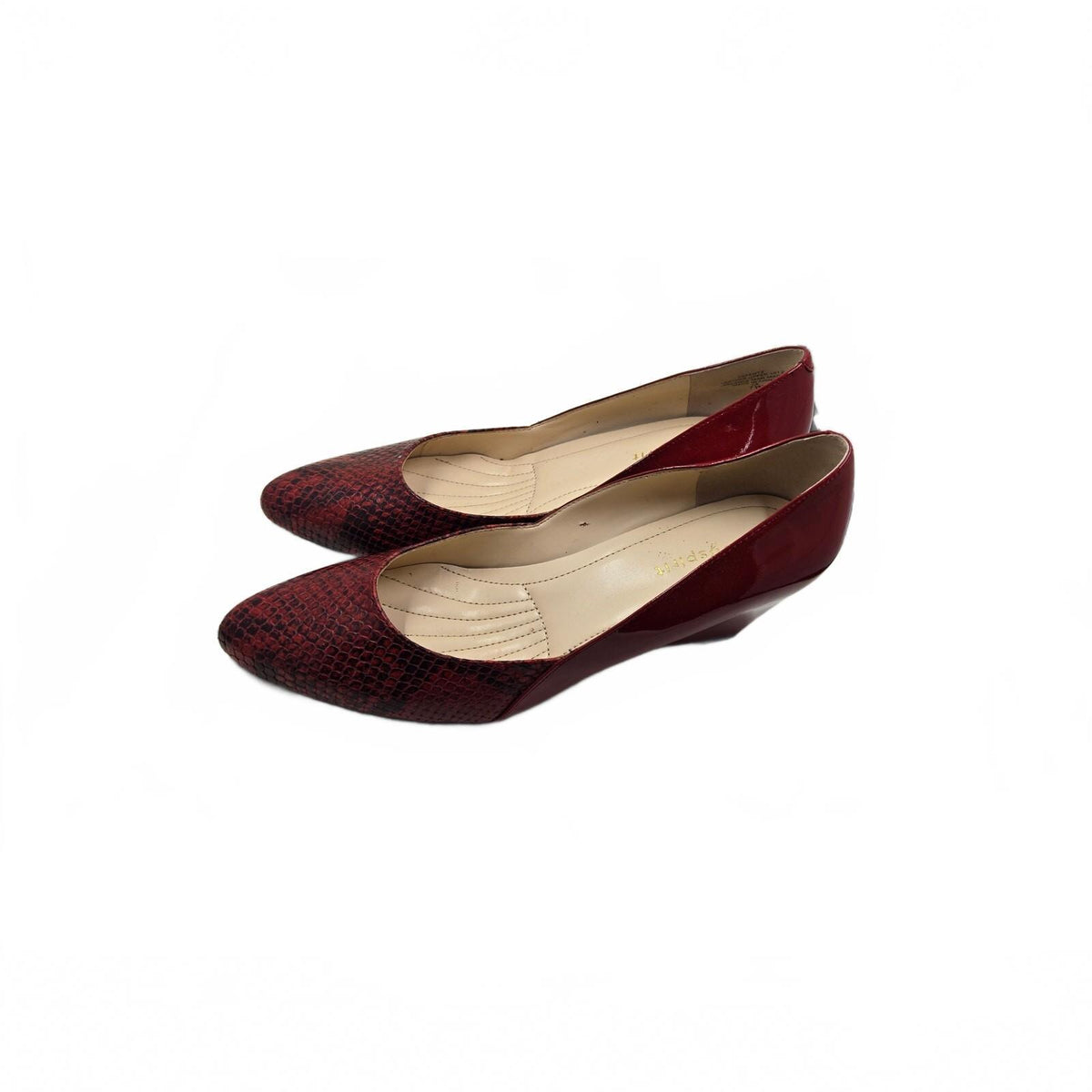 Aerosoles Red Patent Leather Wedge Pumps Faux Snakeskin Embossed Pointed  7.5