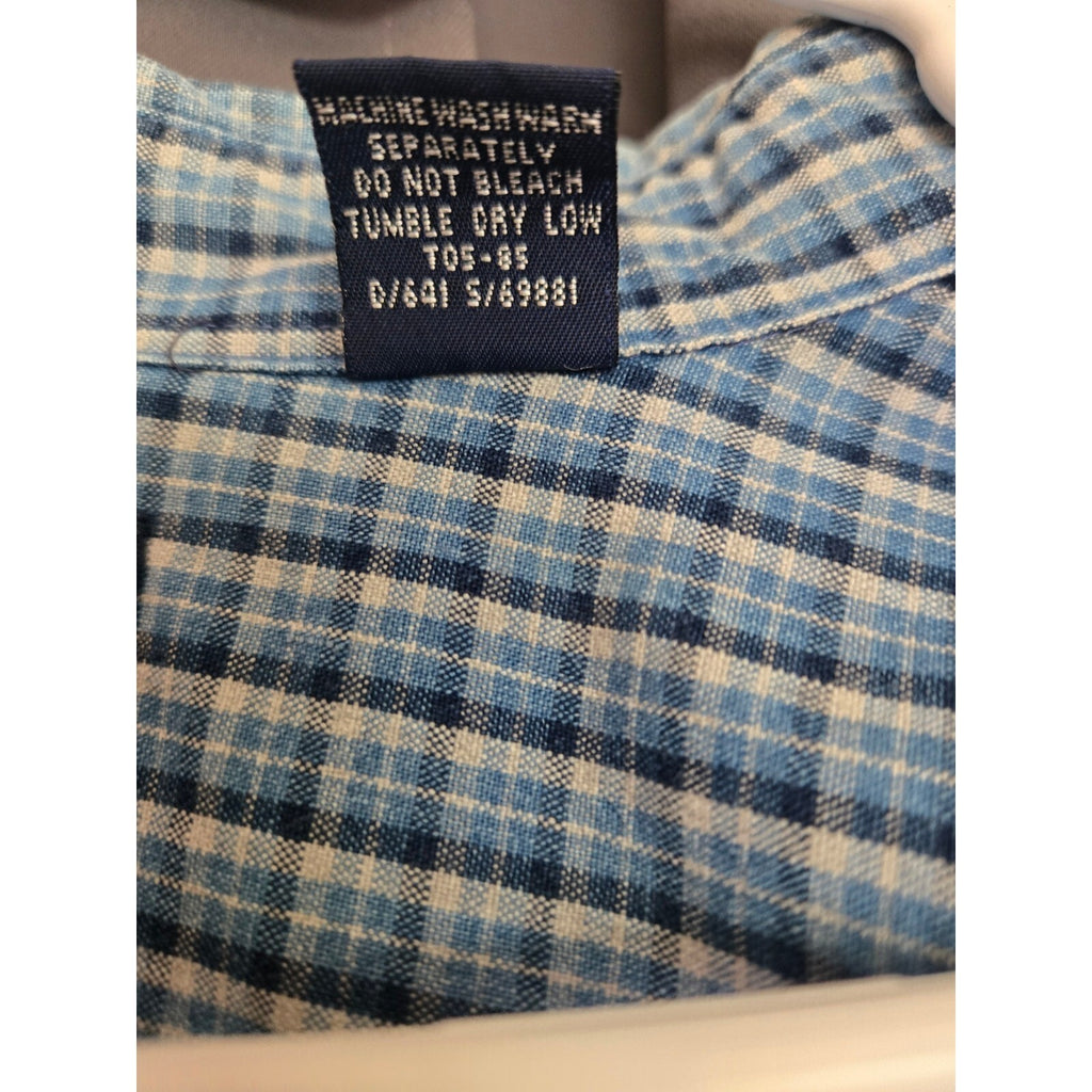 Trader Bay Men's Medium Blue Plaid Long Sleeve Button-Down Shirt 100% Cotton