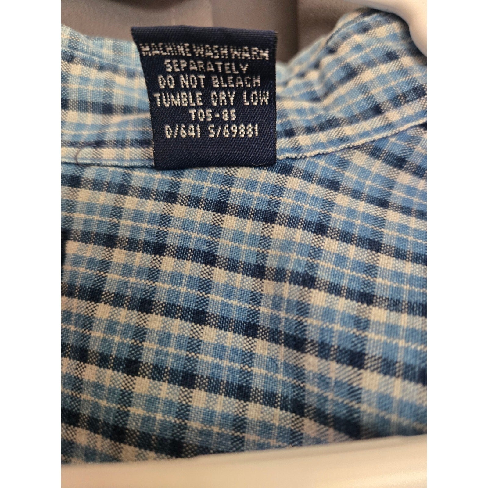 Trader Bay Men's Medium Blue Plaid Long Sleeve Button-Down Shirt 100% Cotton