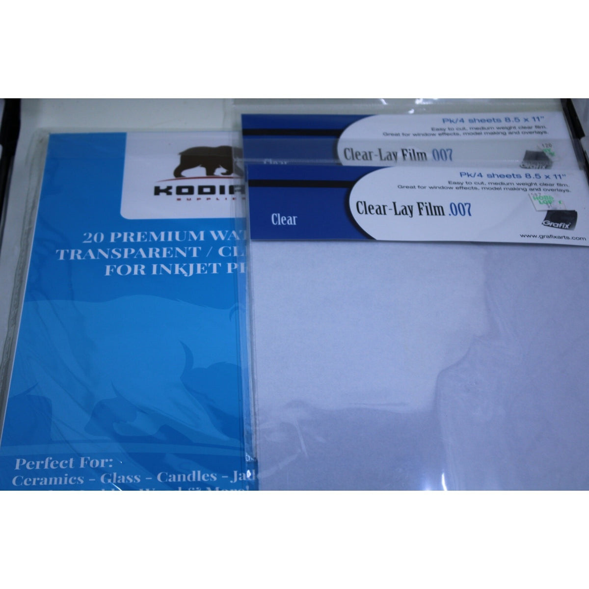 A-SUB Waterslide Decal Paper Inkjet Clear 8.5x11  Water Slide Transfer Bundle