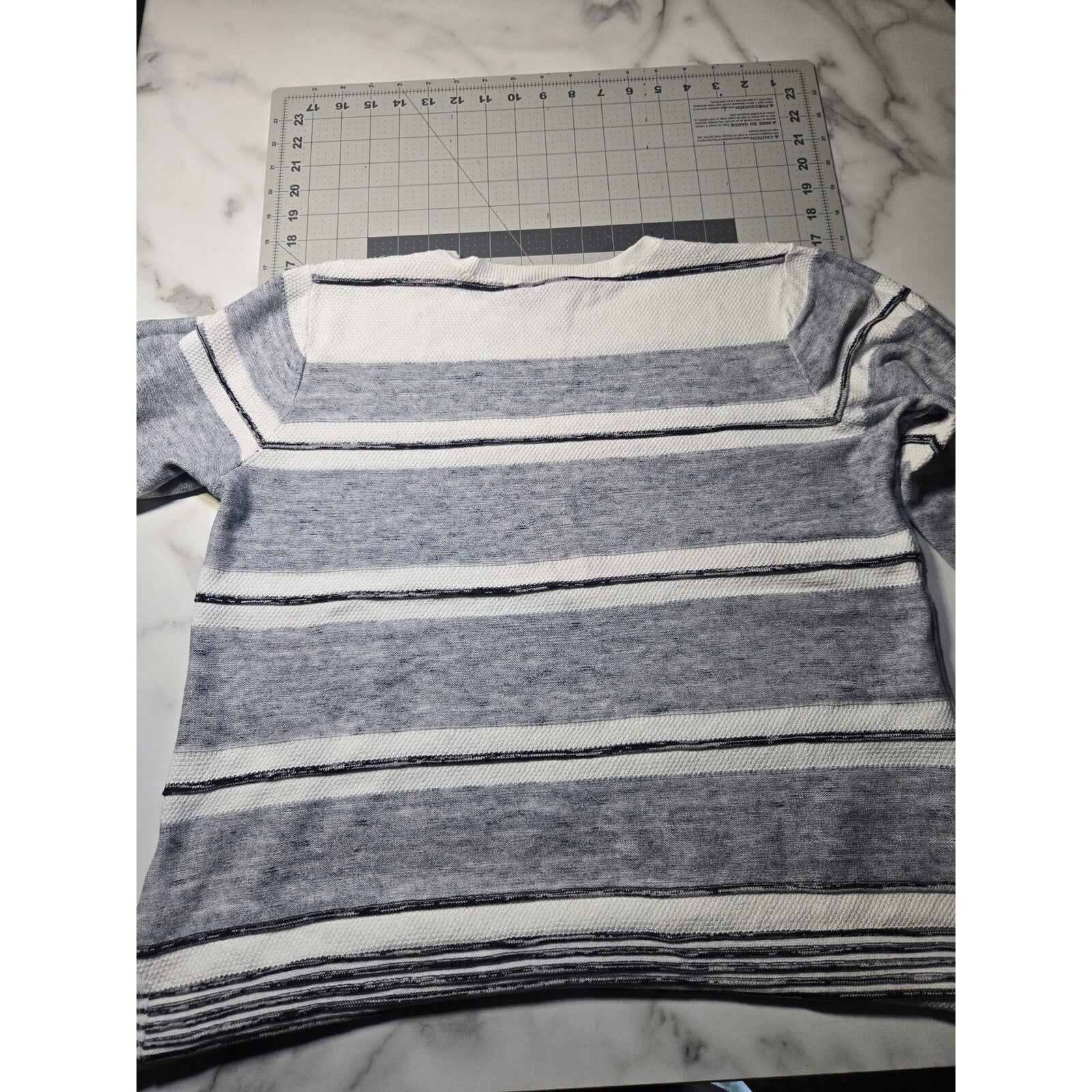 Christopher And  Banks Striped Knit Pullover Sweater Crew neck Blue and white l