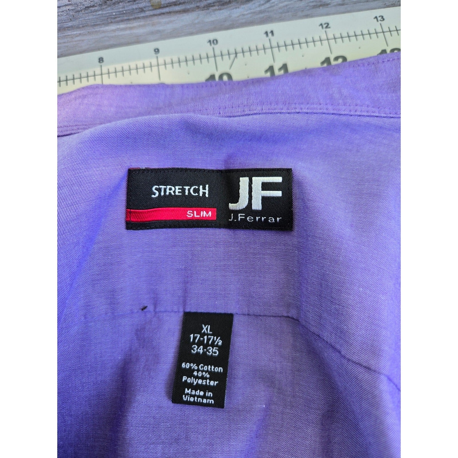 JF-J Ferra Men's XL Purple Slim Fit Dress Shirt - Long Sleeve, Stretch Fabric