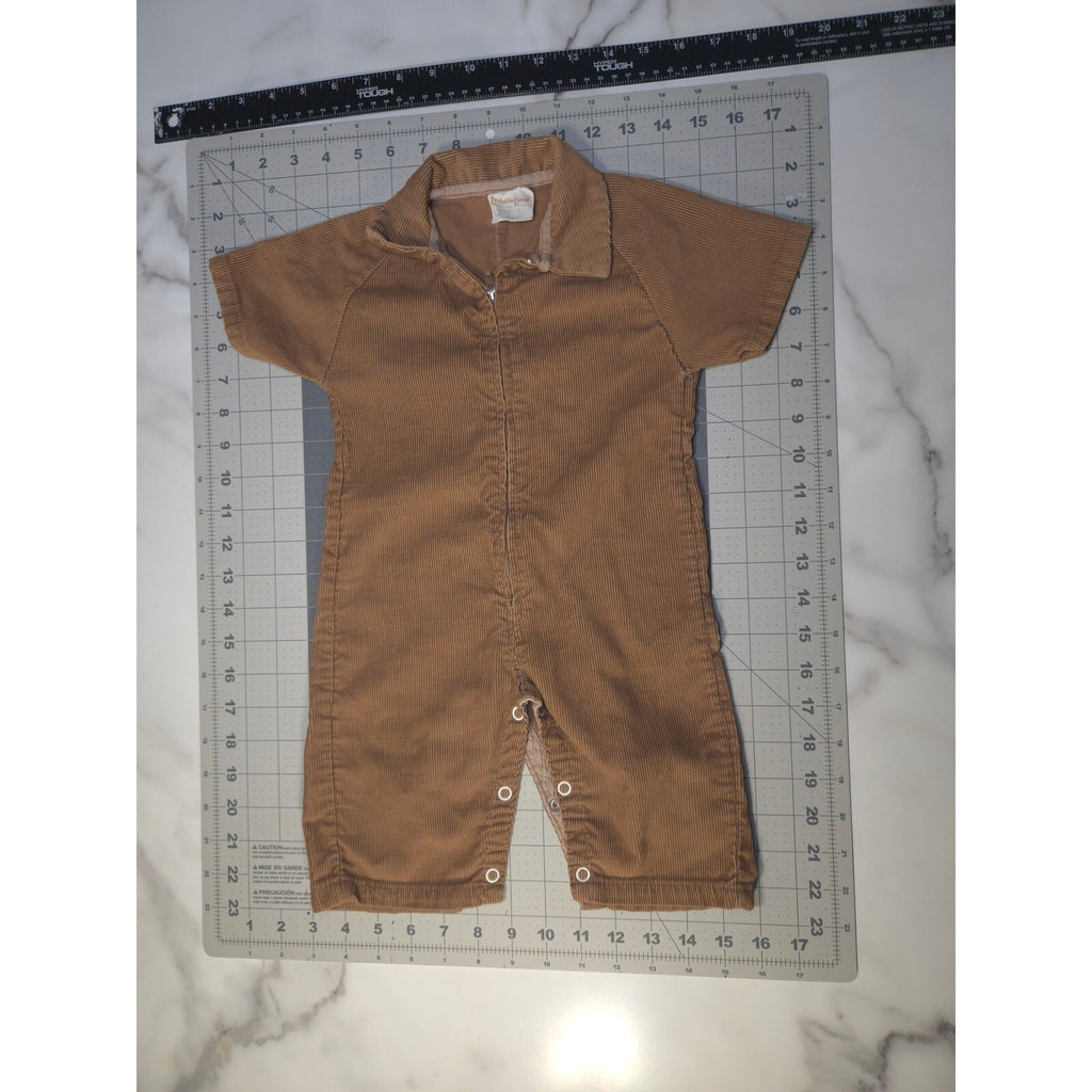 VTG 60s 70s Penneys Toodletime Brown Corduroy Overalls Jacket Pants Size 1 Baby