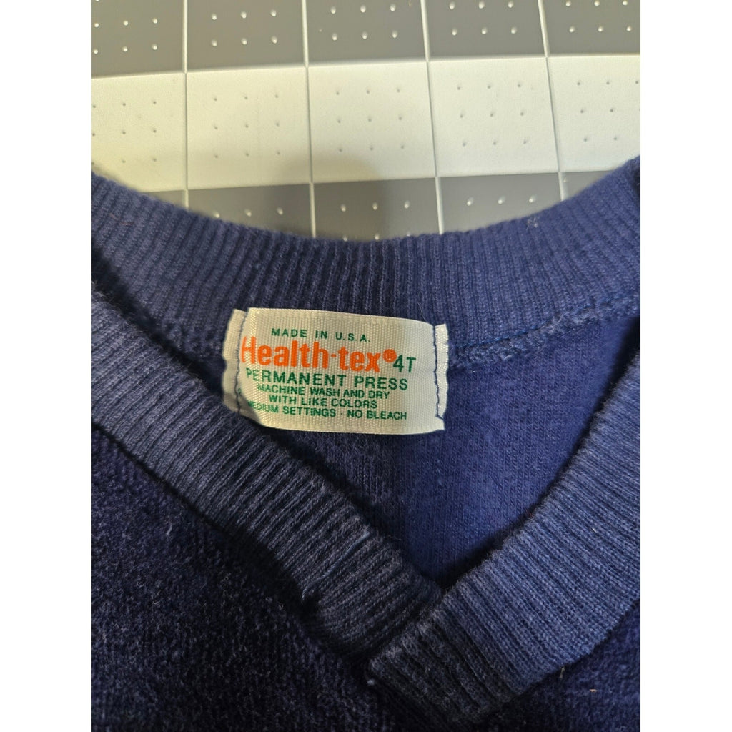 Vintage HealthTex Toddler Boys Dark blue pullover velvet sweater Top size 3T.