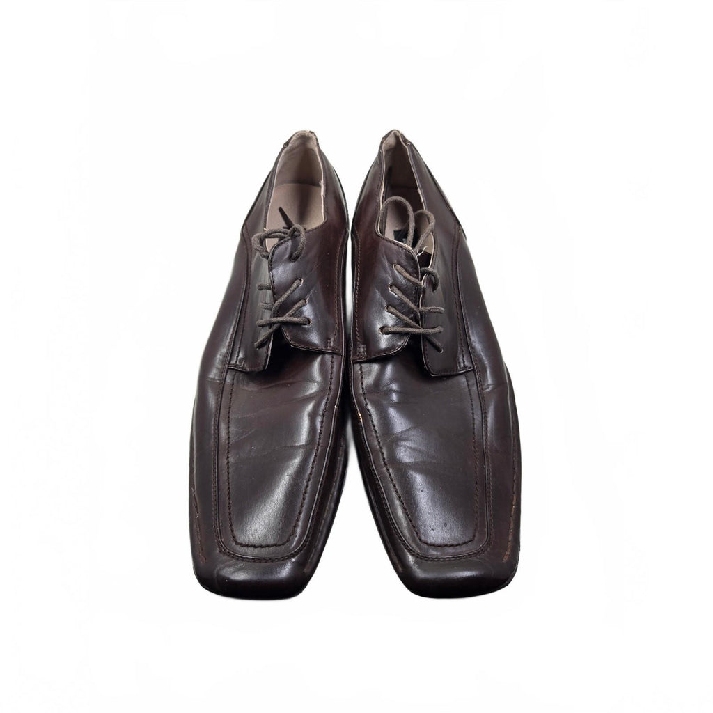 Madden Men's Brown Leather Square Toe Oxford Dress Shoes Lace Up Size 12