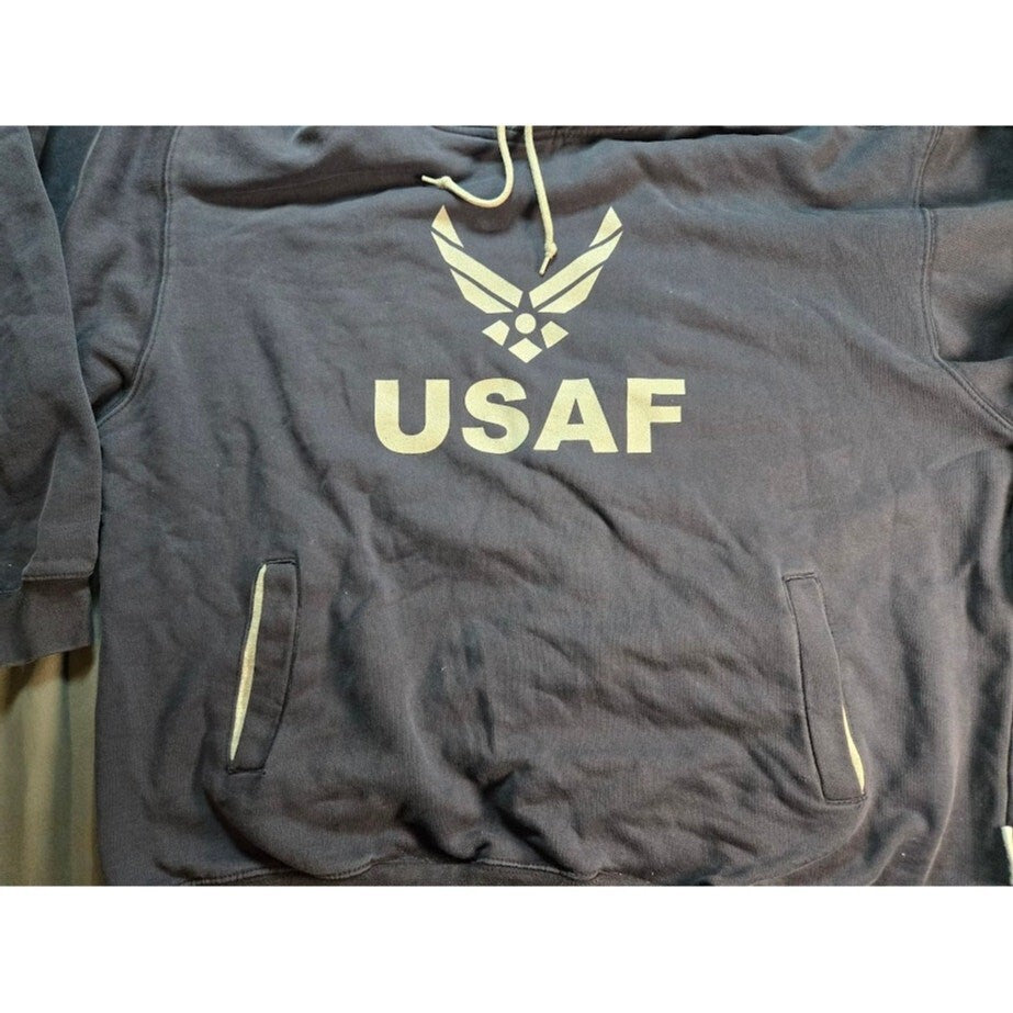 Vintage USAF Air Force Navy Blue Hoodie by Game Sportswear, Men's Large