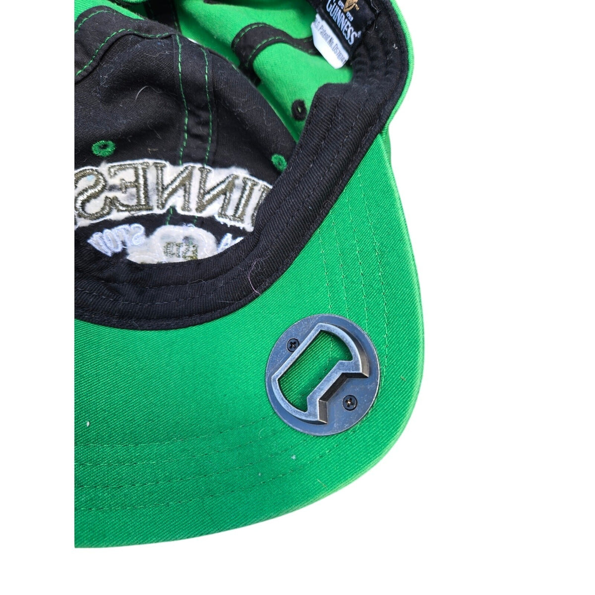 Official Guinness Extra Stout Black and Green Hat with Built-in Bottle Opener -