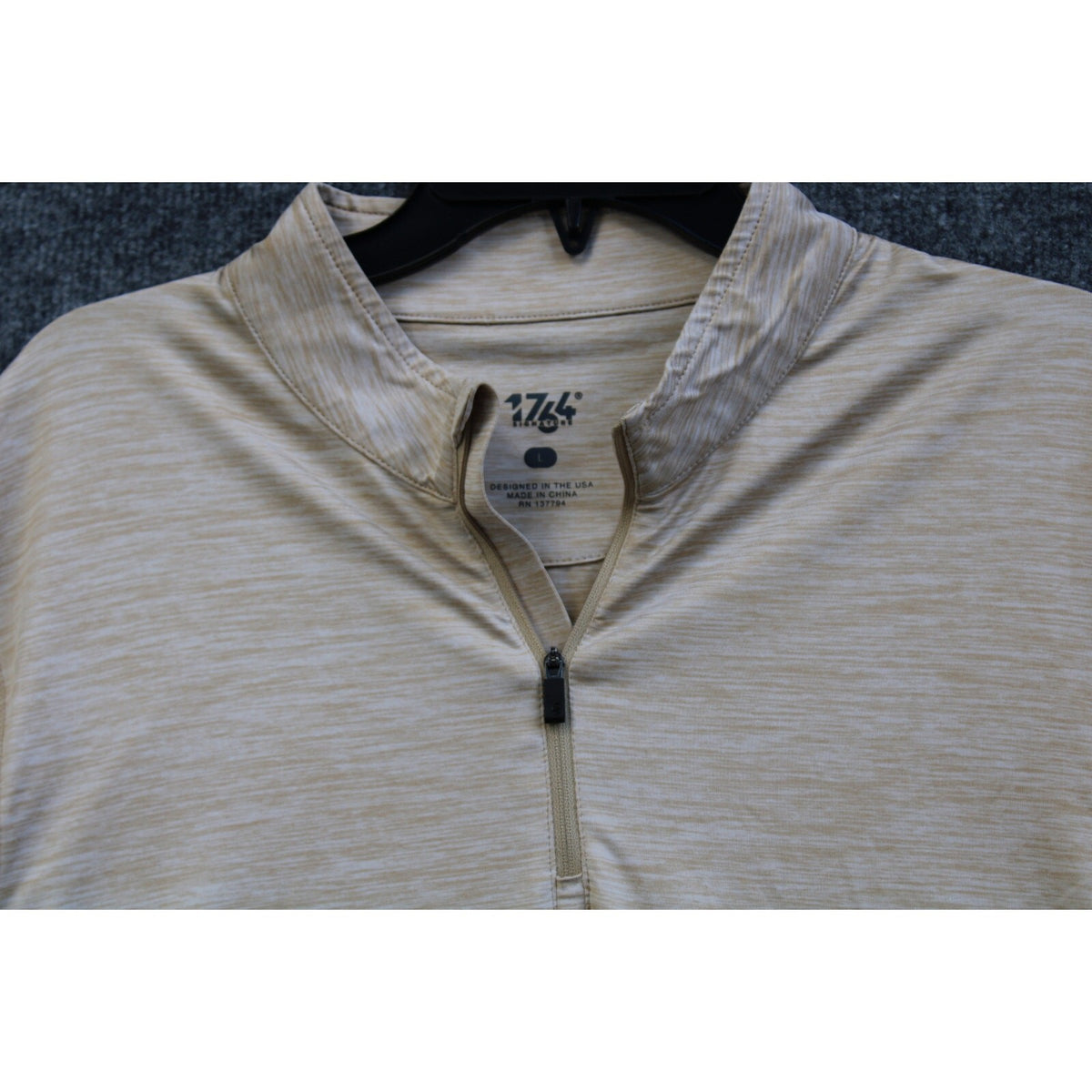 1764 Golf Men's Size L Tan Oatmeal Heathered Quarter Zip Performance Pullover