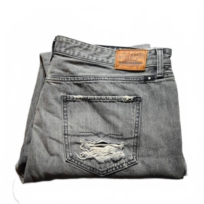 Lucky Brand Black Distressed Denim  Jeans Size 16/33 Ripped Distressed Faded