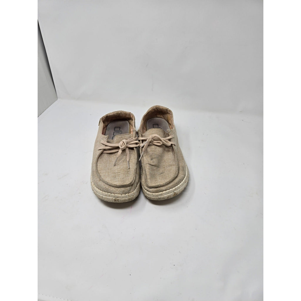 HEYDUDE Wendy Chambray White Nut Slip On Loafers Floral Lining Women's Size 9
